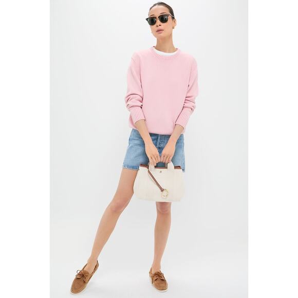 TUCKERNUCK Pink Stone Washed Cotton Anne Crewneck Sweater Size L NWT - Picture 6 of 6